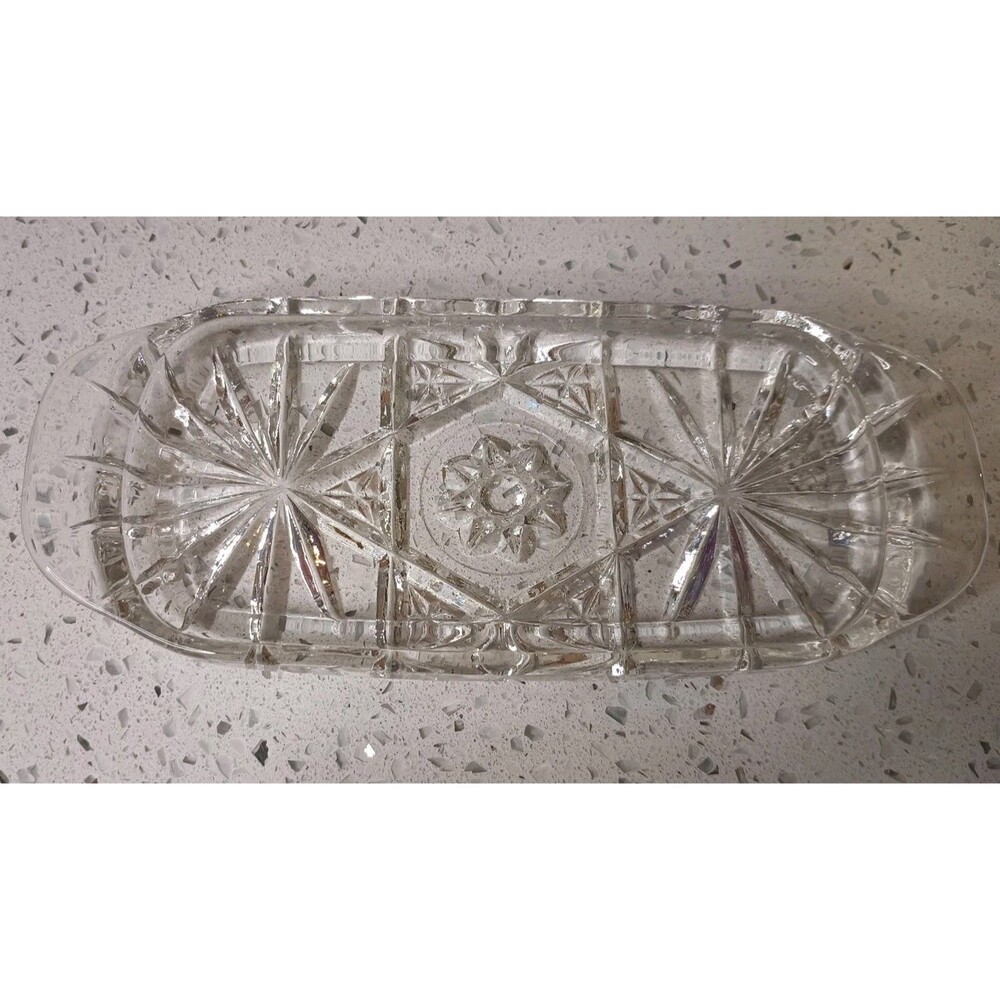 Stars & Bars Glass Butter Dish Starburst Pattern Bottom Only Replacement